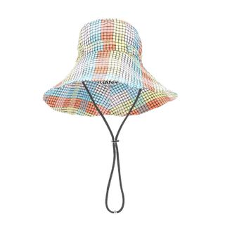 Ganni + Seersucker Check Cotton-Blend Hat