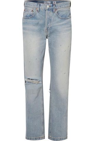 Re/Done + Grunge Distressed High-Rise Straight-Leg Jeans