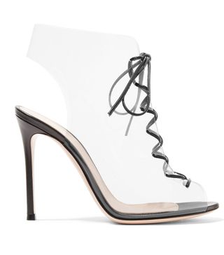 Gianvito Rossi + Helmut Plexi 100 Lace-Up PVC and Leather Ankle Boots