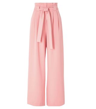 River Island + Pink Paper Bag Waist Wide Leg Trousers