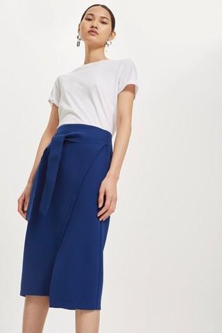 Topshop + Posh Wrap Tie Midi Skirt