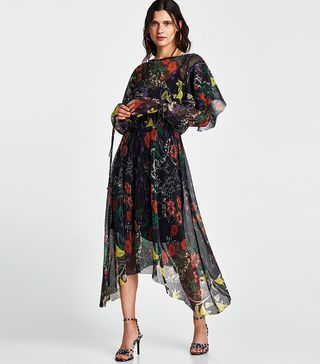 Zara + Shiny Pleated Dress