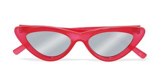 Le Specs + Adam Selman The Last Lolita Cat-Eye Acetate Mirrored Sunglasses