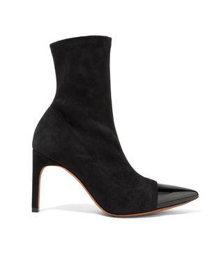 Givenchy + Graphic Patent Leather-Trimmed Suede Sock Boots