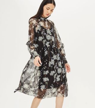 Topshop + Floral Mesh Overlay Dress by Y.A.S