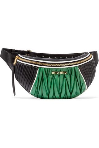 Miu Miu + Color-Block Quilted and Matelassé Leather Belt Bag