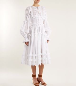 Dolce & Gabbana + Balloon-Sleeved Cotton-Blend Dress