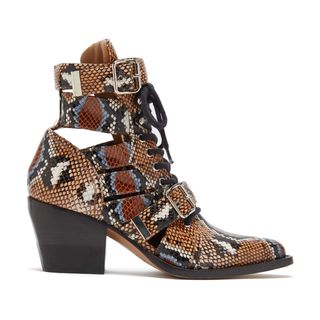 Chloé + Rylee Python-Print Leather Ankle Boots