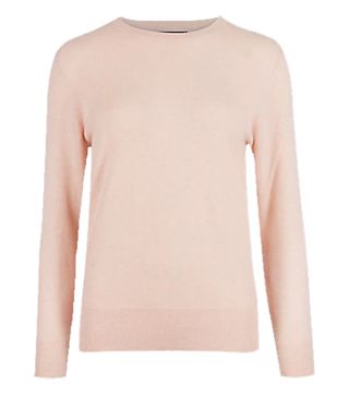 M&S + Pure Cashmere Ribbed Round Neck Jumper