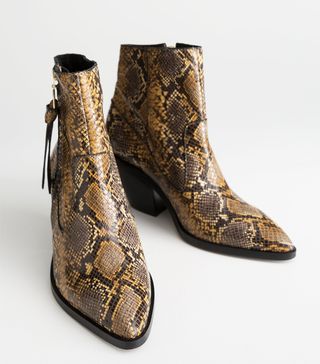 & Other Stories + Leather Cowboy Ankle Boots