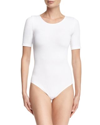 Wolford + Bahamas Short-Sleeve Bodysuit, White
