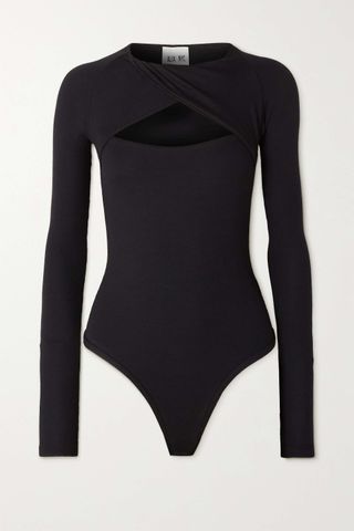 Mirabelle Black Long Sleeve Notched Bodysuit
