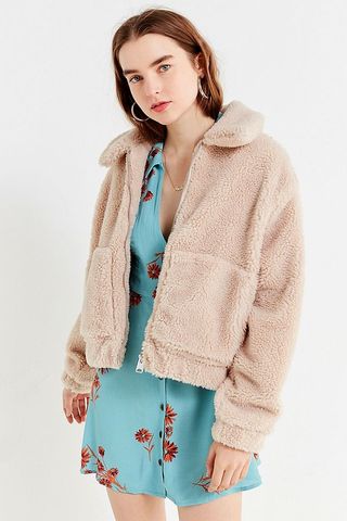 Urban Outfitters + Cropped Teddy Jacket