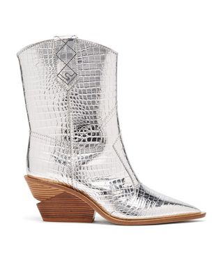 Fendi + Cutwalk Crocodile-Effect Leather Cowboy Boots