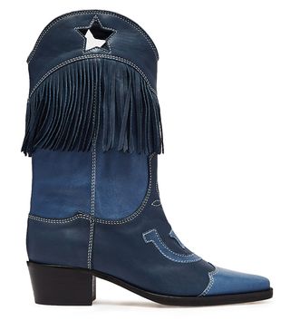 Ganni + Tove Fringed Leather Western Boots