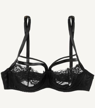 Coco de Mer + Seraphine Cutout Silk-Blend Satin and Leavers Lace Underwired Bra