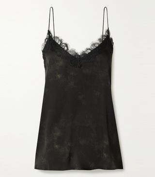 Anine Bing + Belle Lace-Trimmed Tie-Dyed Silk-Satin Camisole