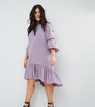 ASOS Curve + Tea Dress With Ruffle