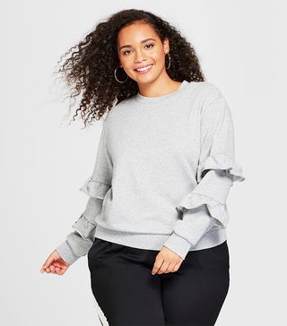 Who What Wear + Long-Sleeve Flounce-Trim Sweatshirt