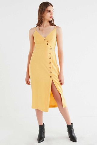 Urban Outfitters + UO Amber Button-Down Linen Midi Dress