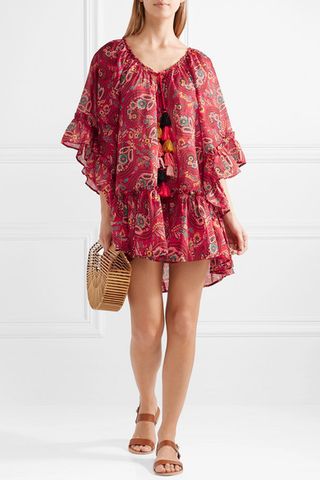 Anjuna + Darya Ruffled Printed Cotton-Voile Kaftan