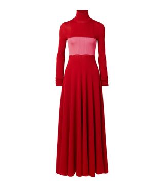 Calvin Klein 205 W39 NYC + Two-Tone Ribbed Silk and Wool-Blend Maxi Dress