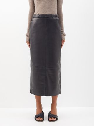 Raey + Leather Pencil Skirt