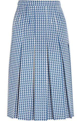Gucci + Pleated Houndstooth Wool-Blend Skirt