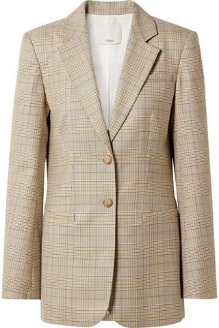 Tibi + Cooper Oversized Prince of Wales Checked Wool and Silk-Blend Blazer