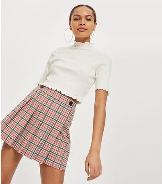 Topshop + Summer Checked Mini Kilt Skirt