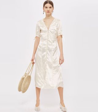 Topshop + Satin Embellished Midi Dress