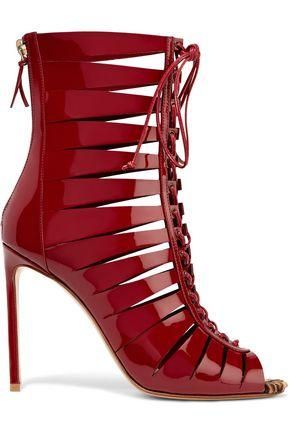 Francesco Russo + Lace-Up Patent-Leather Sandals