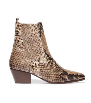 Sandro + Anouck Snake-Print Leather Ankle Boots
