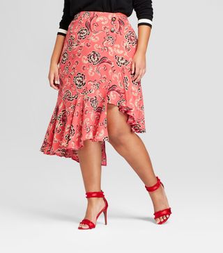 Who What Wear + Asymmetrical Ruffle Midi Skirt
