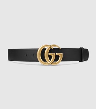 Gucci + Leather belt with Double G buckle