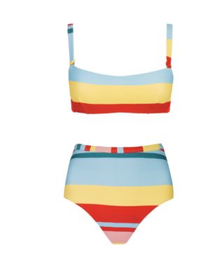 Asceno + Multi Bold Stripe High-Waisted Bikini