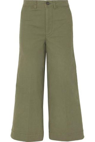 Madewell + Langford Cropped Stretch-cotton Wide-leg Pants