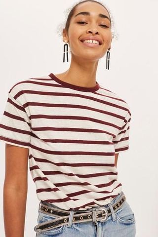 Topshop + Petite Bold Striped Marl T-Shirt