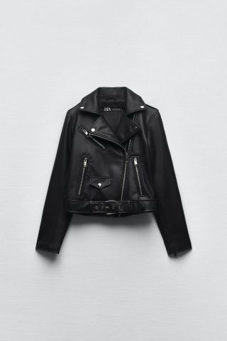 Zara + Faux Leather Biker Jacket