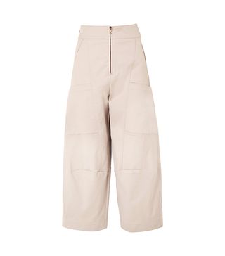 Chloé + Cropped Stretch-Cotton Wide-Leg Pants