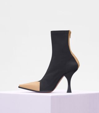 Celine + Madame Ankle Boot in Calfskin and Grow Grain Stretch