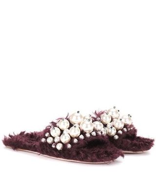 Miu Miu + Embellished Faux Fur Slipper