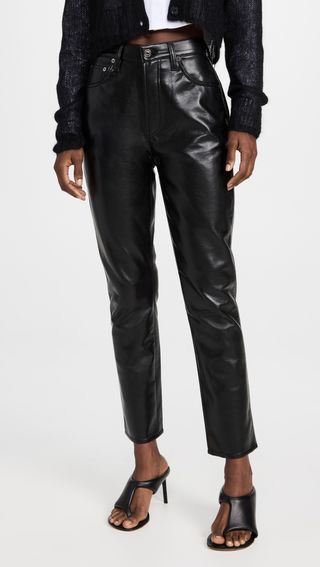 Agolde + Recycled Leather Riley Long Jean: High Rise Straight