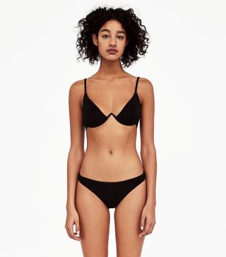 Zara + V-Neck Textured Weave Bikini Top