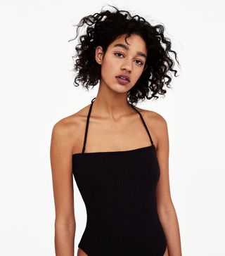 Zara + Ribbed Halterneck Swimsuit