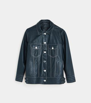 Uterqüe + Leather Denim Jacket