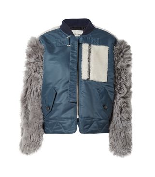 Sandy Liang + Peter Shell and Shearling Bomber Jacket