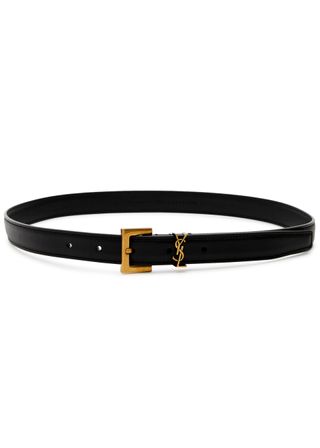 Saint Laurent + Logo Leather Belt