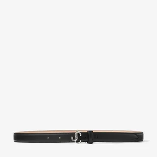 Jimmy Choo + Mini Helina Black Smooth Leather Mini Belt