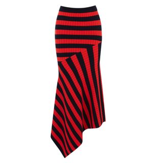 Warehouse + Stripe Asymmetric Skirt